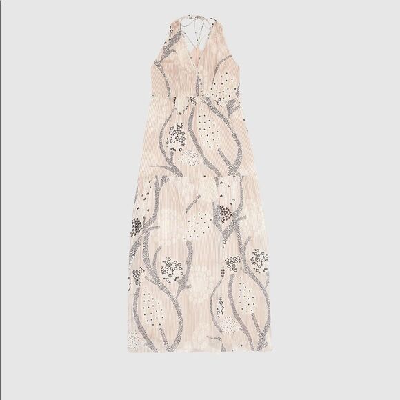 Reiss Freddie Paisley Print Maxi Dress Nude 10 - Picture 5 of 12